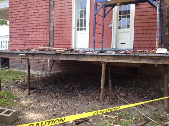 July 14, 2014: &quot;Coming down, note the light underpinnings of porch deck
